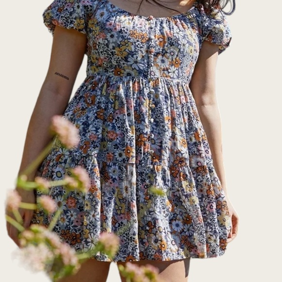 American Eagle | AE Floral Button-Front Mini Dress - Picture 1 of 16
